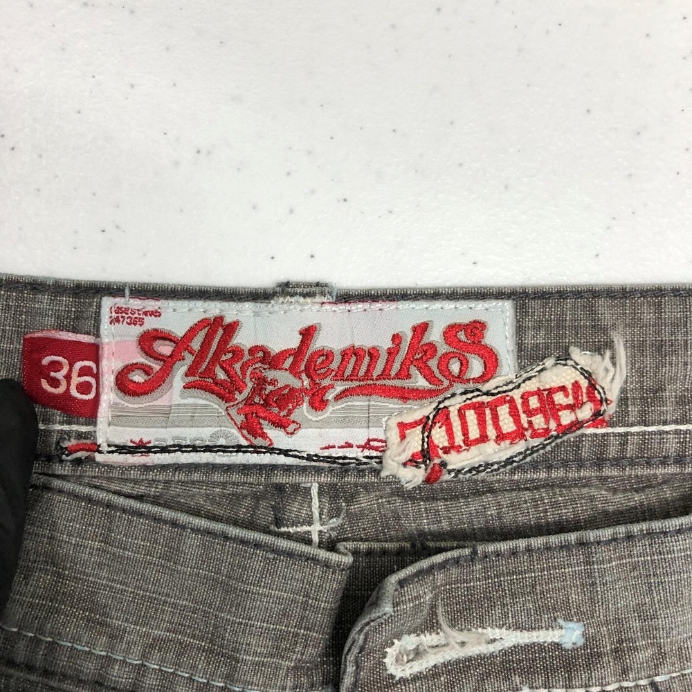 Akademiks Jeans Mens 36 Gray Straight Leg Relaxed Fit Baggy Denim Pants Everyday - Picture 5 of 15